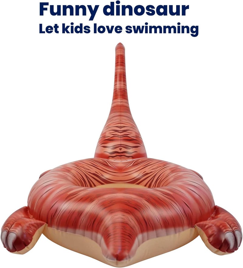 HOHQB Lifelike Inflatable Dinosaur Pool Floats Raptor Brachiosaurus Pool Float Triceratops floaties Swimming Ring Tube Water for Kids Variety to Choose from - Image 3